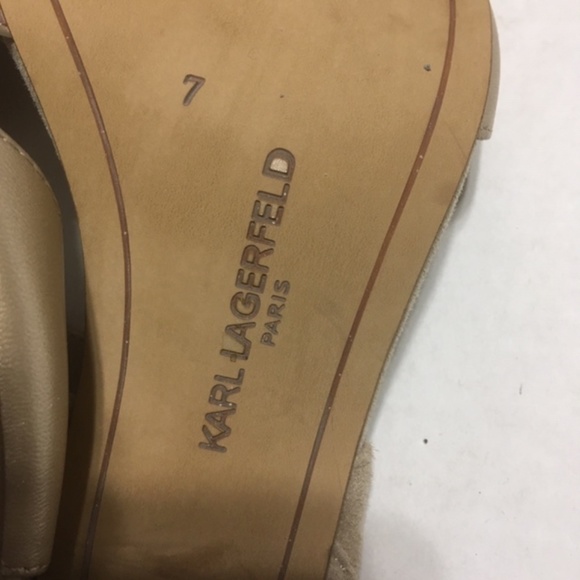 Karl Lagerfeld Paris Suede/Leather Lt Tan Heels 7M - Picture 7 of 8